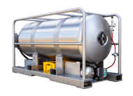 Eventtank driekwart aanzicht met geel krat